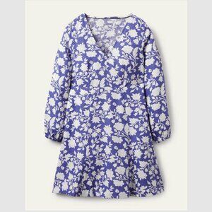 Boden V-Neck Flippy Mini Dress in Bluebell Botanic - size 8P